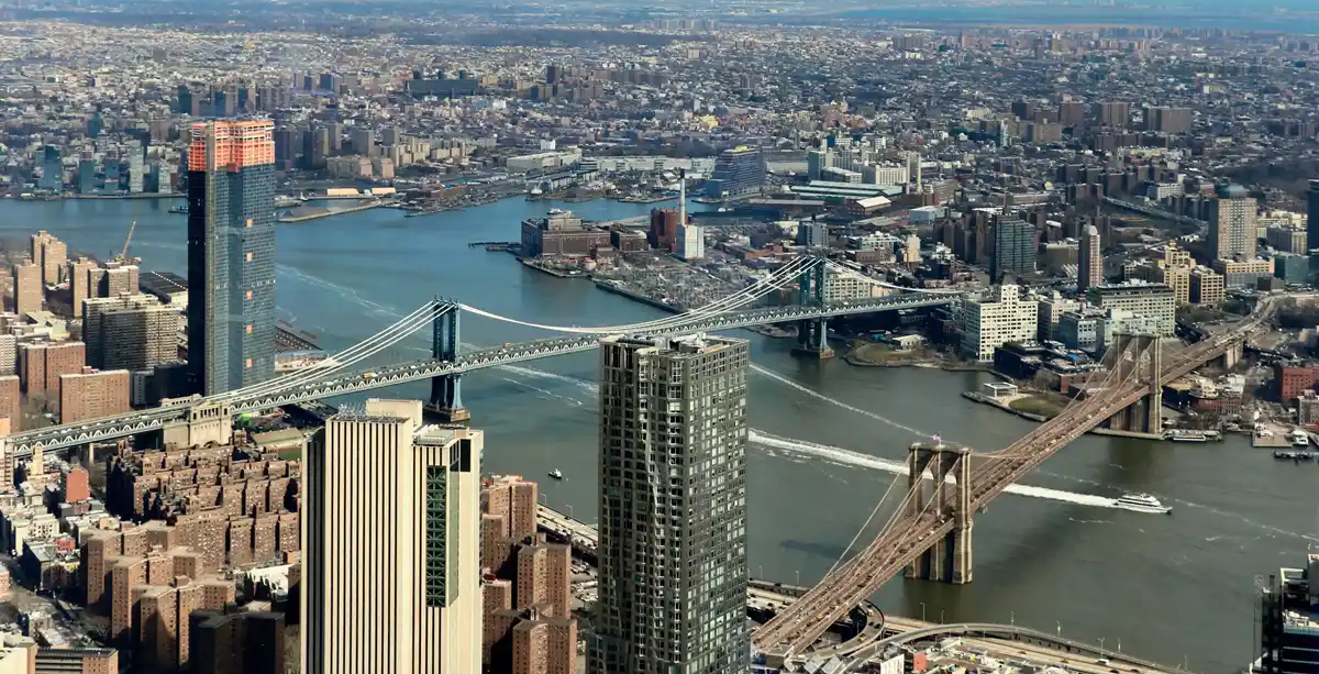 View of Two Bridges, New York