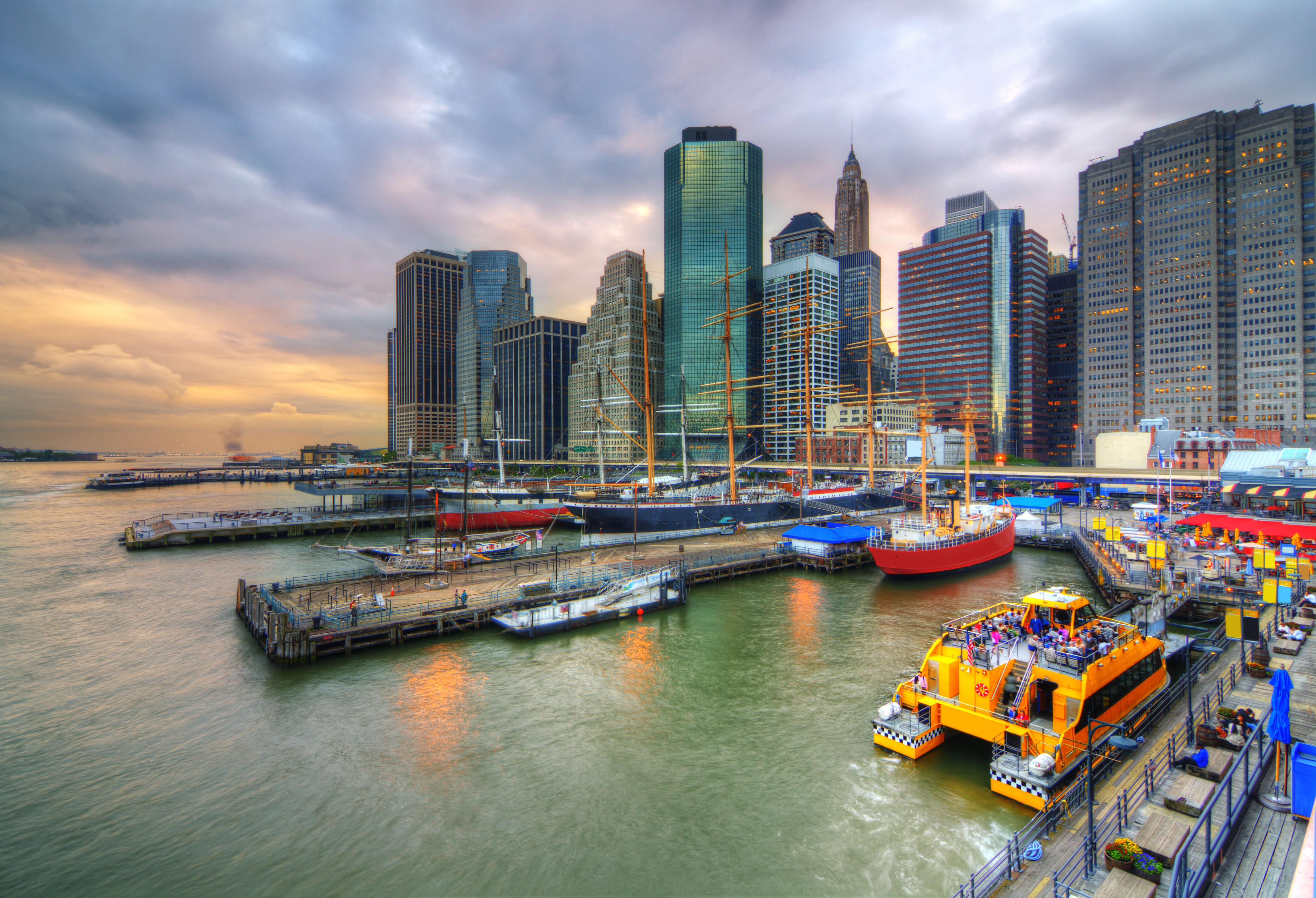 View of South Street Seaport, New York